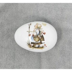 Vtg Sister Berta Hummel Original Porcelain Egg Shape Trinket/Jewelry Box